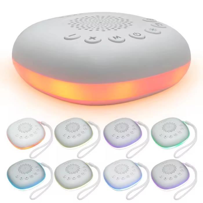 Machine à Bruit Blanc Portable Bébé - 10 Sons Apaisants, 7 Couleurs Veilleuse Et Minuterie