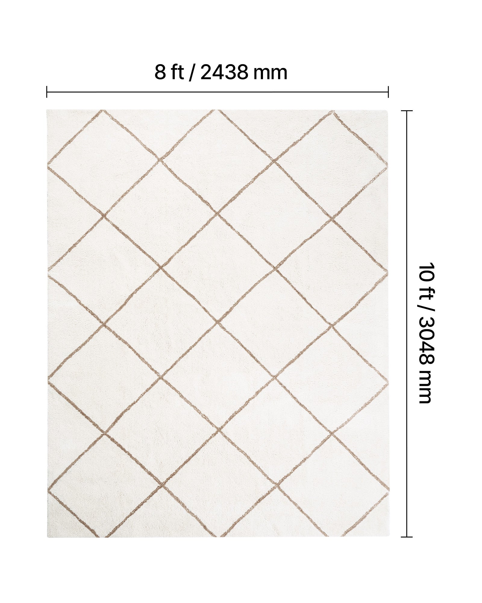 Tapis Poil Long VEVOR 2,44 x 3,05 m, Intérieur Rectangulaire en Peluche Moelleux Résistant Envers Antidérapant pour Salon, Chambre, Véranda, Beige - 2