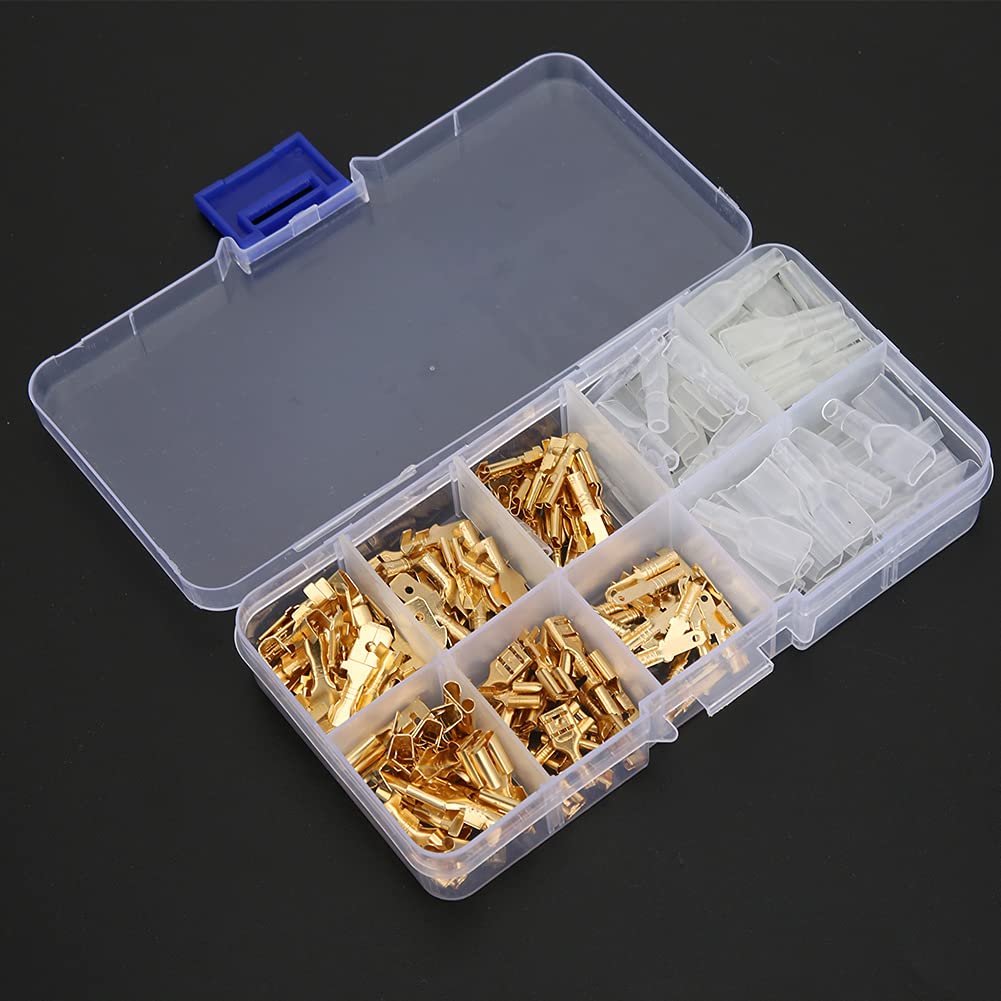 180 pezzi connettore per cavi elettrici inserto dorato molla con copertura isolante - 4