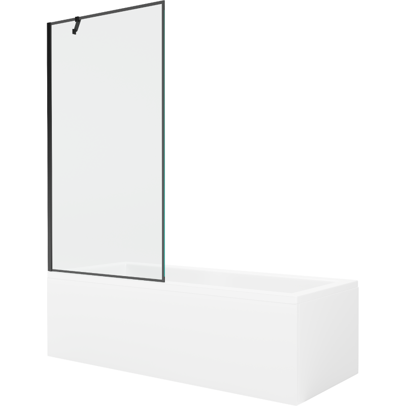 Mexen Cubik wanna prostokątna 160 x 70 cm z obudową i parawanem 1-skrzydłowym 90 cm, czarny wzór - 550316070X9509007070