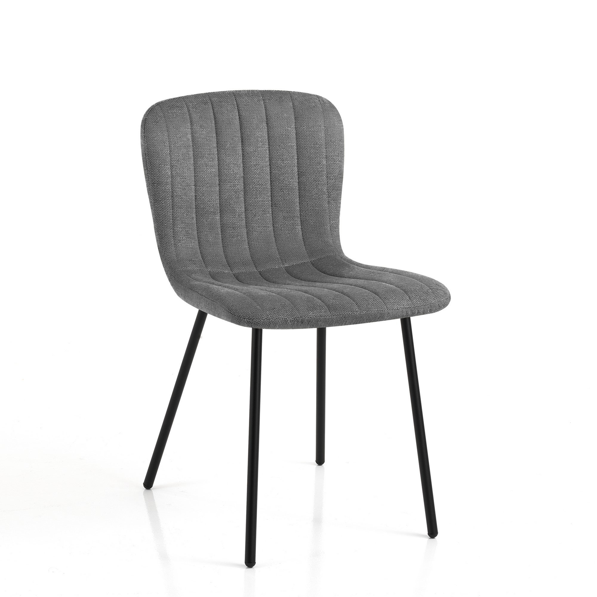 Zestaw 4 krzeseł COSY GREY – tkanina szara, metal czarny, wys. 77, szer. 43, gł. 53, wys. siedziska 48, do użytku wewnątrz pomieszczeń