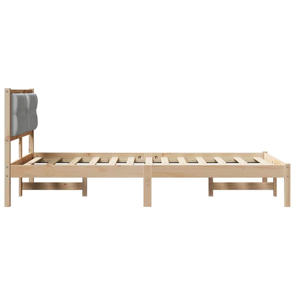 Cadre de lit gris clair, pin massif, pour la chambre, 135 × 190 cm - 6