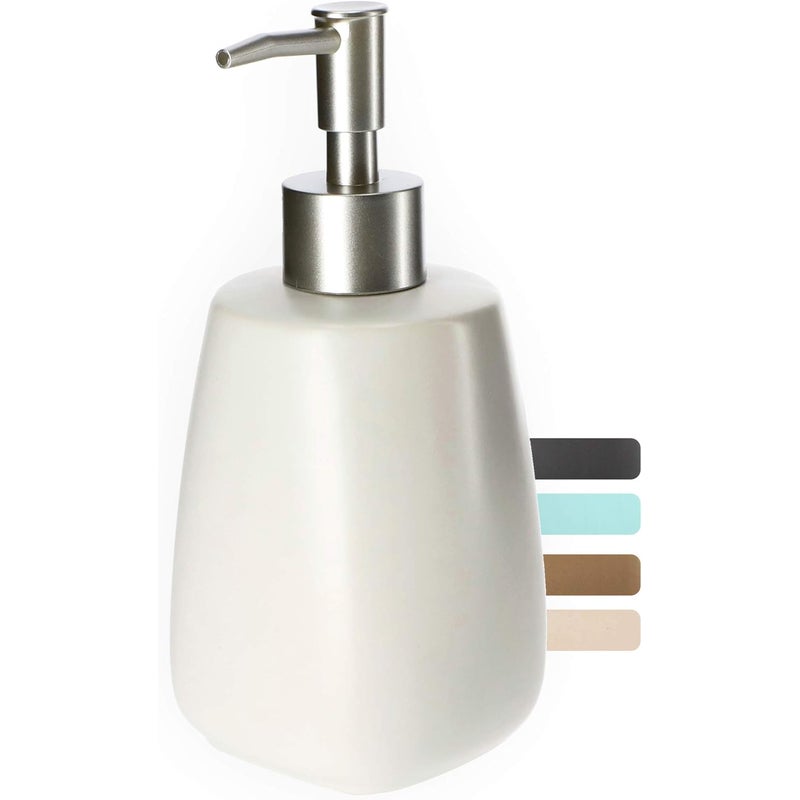 Dozownik mydła z pompką, ceramiczny dozownik do balsamu, matowe wykończenie, dozownik mydła w płynie, dozownik detergentu (biały)