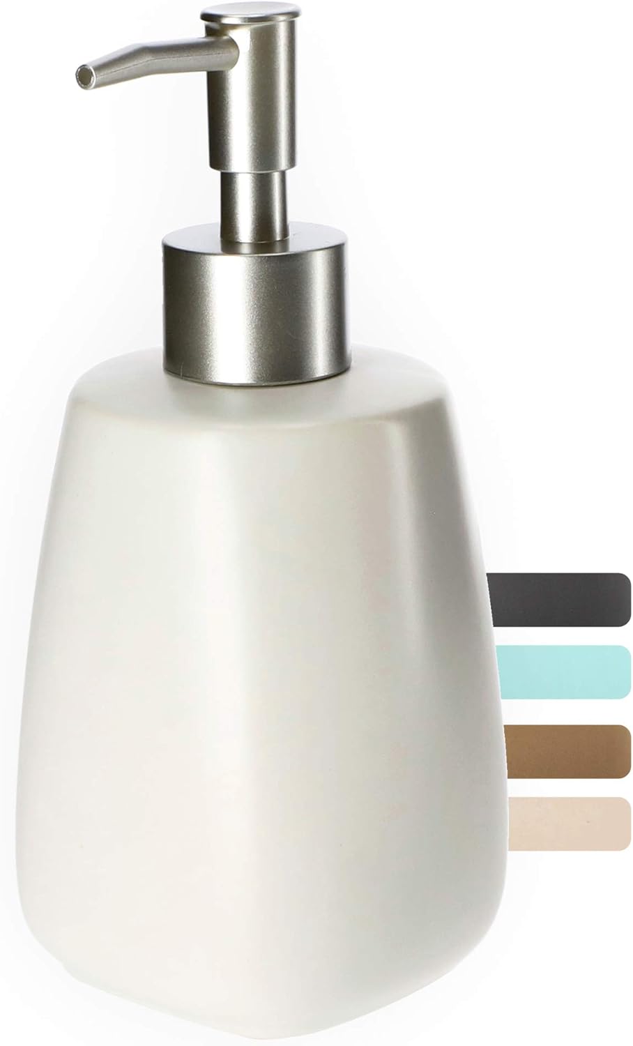 Dozownik mydła z pompką, ceramiczny dozownik do balsamu, matowe wykończenie, dozownik mydła w płynie, dozownik detergentu (biały)