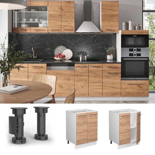 Cuisine Fame-Line, 140 cm , PT Anthracite, Anthracite Campagne/Chêne doré, Vicco - Maison Cuisine Fame-Line, 140 cm , PT Anthracite, Anthracite Campagne/Chêne doré, Vicco - Maison