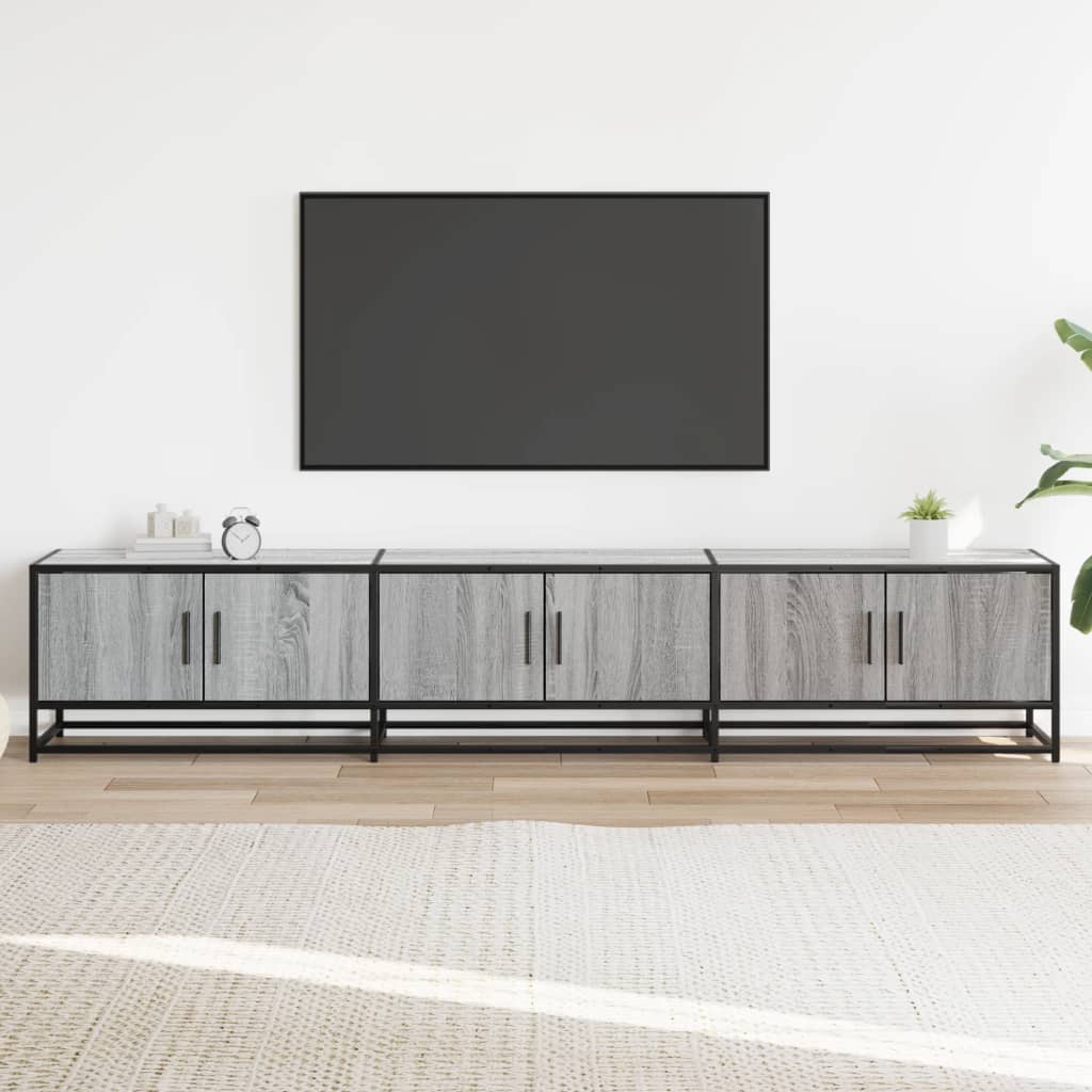 vidaXL Meuble TV sonoma gris 210x35x41 cm bois d'ingénierie - 4