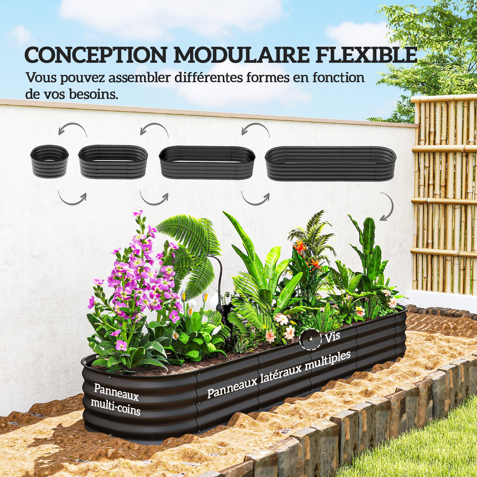 Carré potager de jardin acier galvanisé Outsunny - 4
