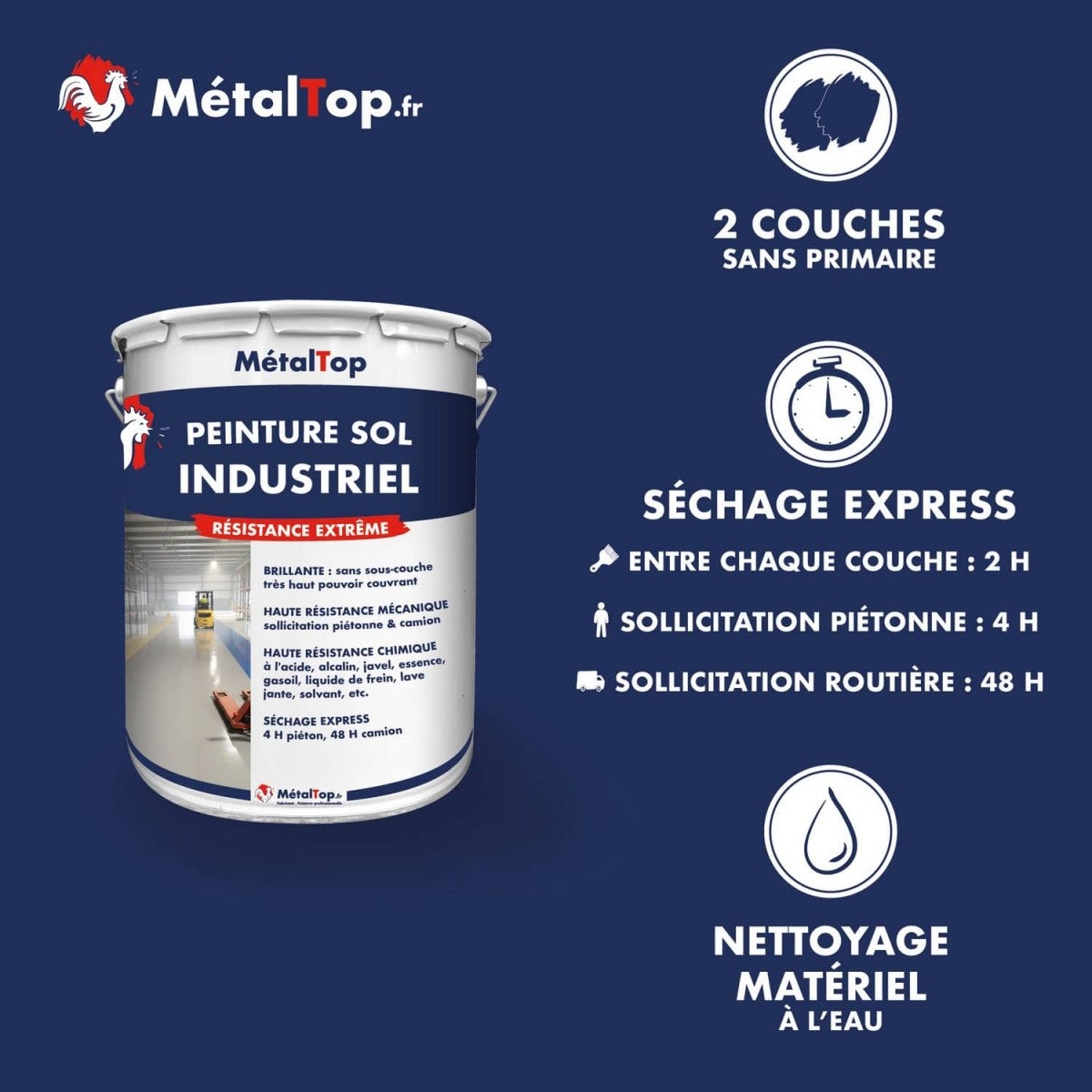 Peinture Sol Industriel - Noir foncé - RAL 9005 - 5 L - Métaltop - 4