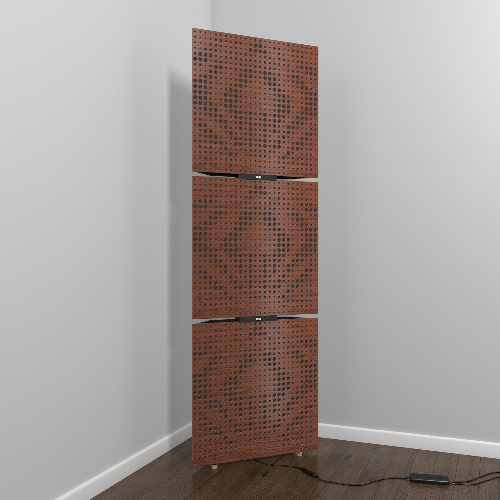Lot de 3 Pièges à basses UNIVERSE avec support de sol et rétroéclairage LED 150x50x15 cm -MDF perforé laminé et mousse acoustique -Noix - 2