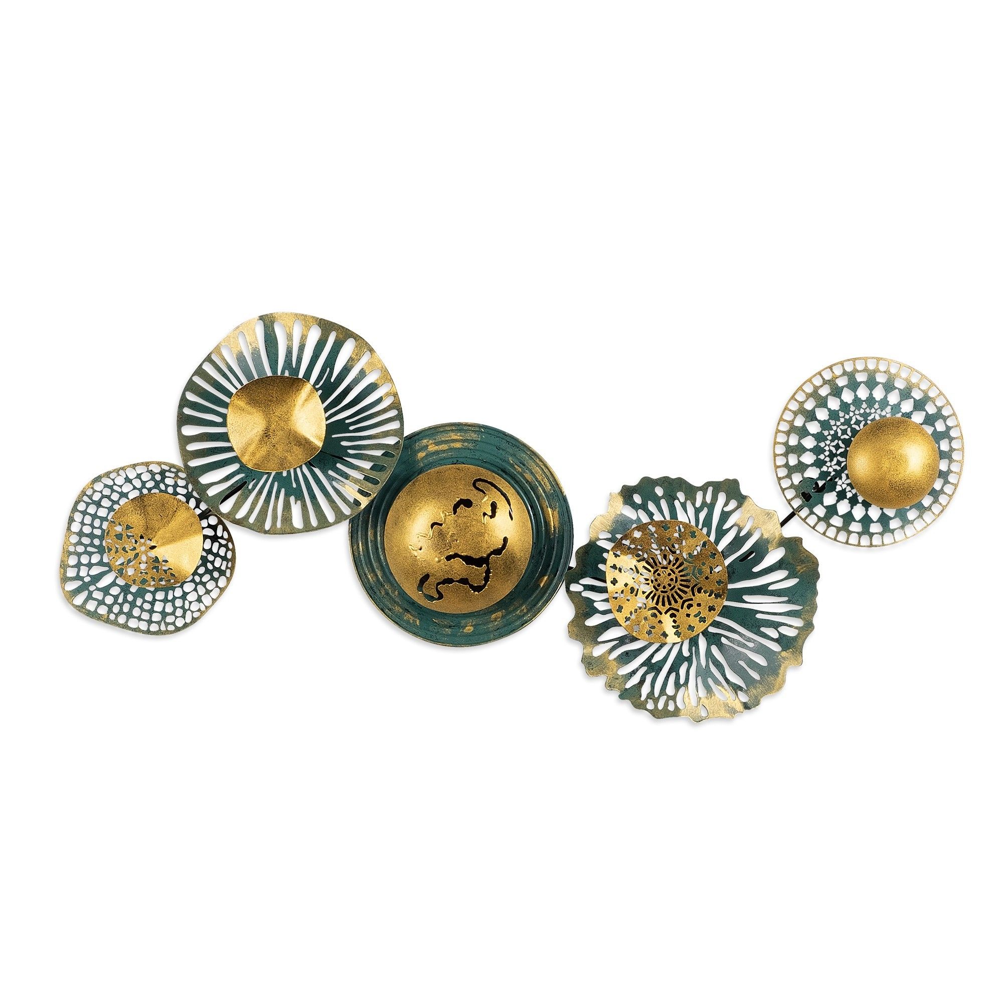 Decoratiune perete SENSUALE, verde/auriu, metal, 100x50 cm