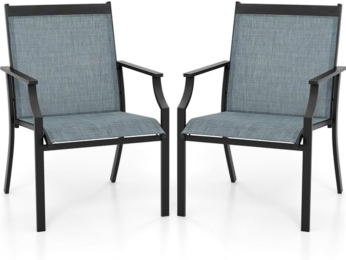 Zestaw 2 krzeseł ogrodowych, tarasowych z szeroką powierzchnią do siedzenia i oddychającą powierzchnią do siedzenia,obciążenie do 150 kg, do ogrodu