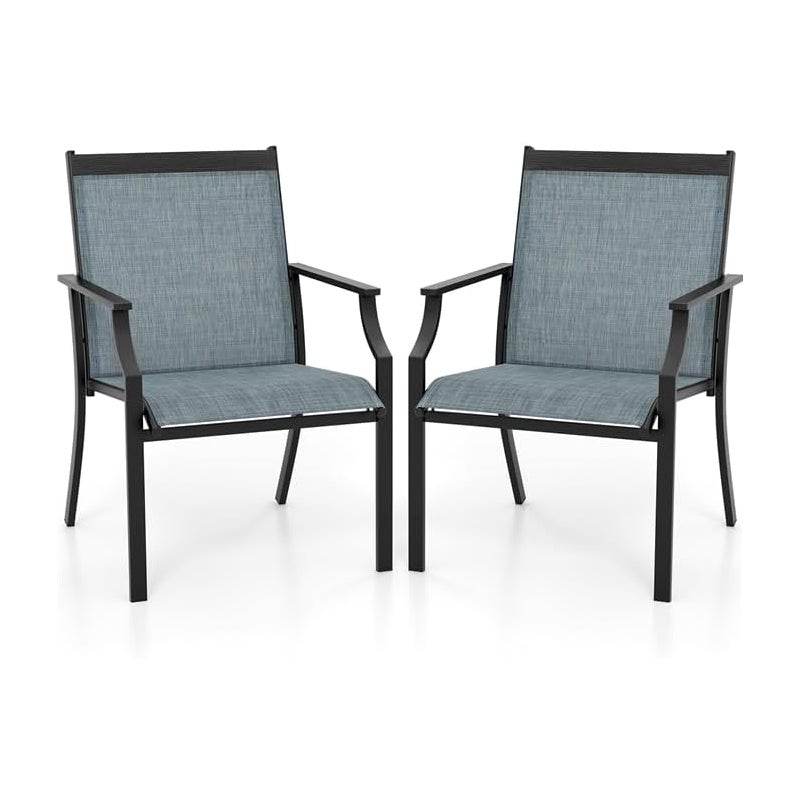 Zestaw 2 krzeseł ogrodowych, tarasowych z szeroką powierzchnią do siedzenia i oddychającą powierzchnią do siedzenia,obciążenie do 150 kg, do ogrodu