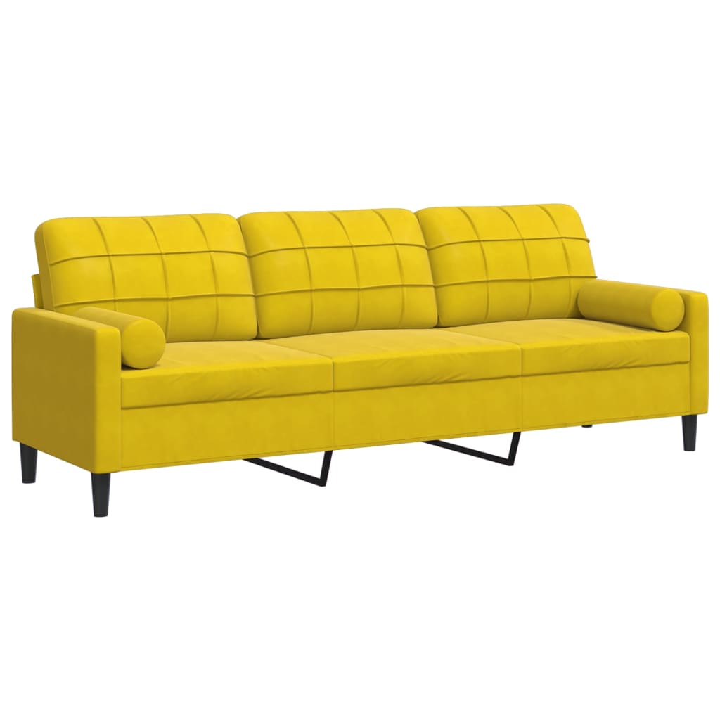 Sofá de 3 plazas | sofá de salón | sofá de descanso con cojines terciopelo amarillo 210 cm cfw742984