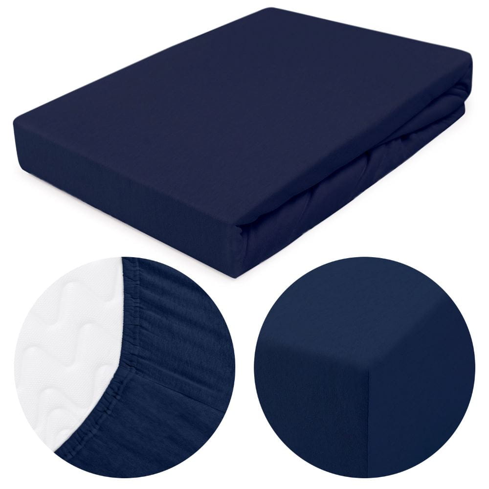 Prześcieradło jersey z gumką 160 x 200 kolor Ciemny Granat - Darymex