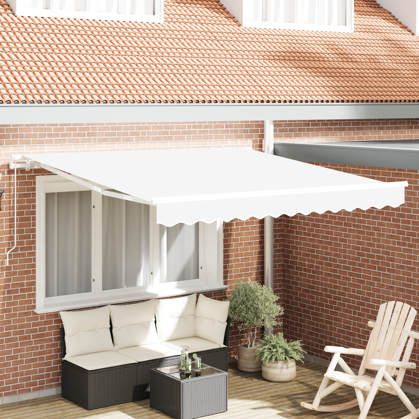 Markiza zwijana Biały 350 x 250 cm Poliester i aluminium vidaXL