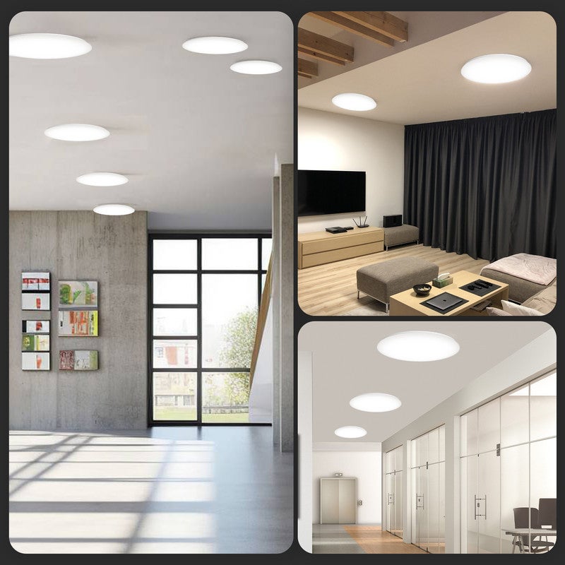 Plafón LED de techo, 32cm de diámetro y 6,8 de altura, Blanco, 4000K, 17W, No regulable 1900 Lúmenes, CRI 80, 15.000 h de Vida Útil - PILA - 6