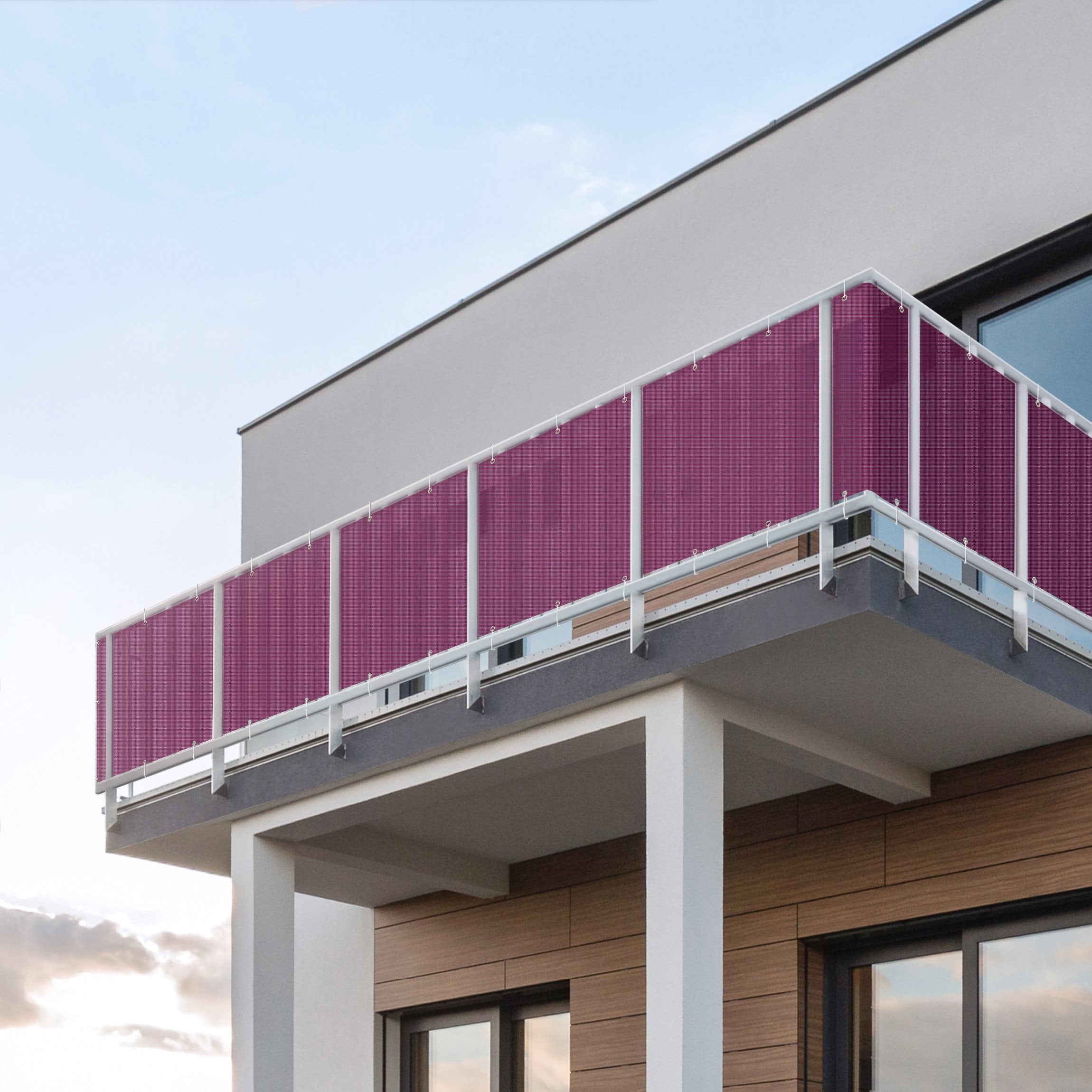 Brise vue brise vent balcon appartement jardin rose H.1,3 x L.8 M avec attaches résistant aux intempéries 270 g/m² mesh 1075 - 3