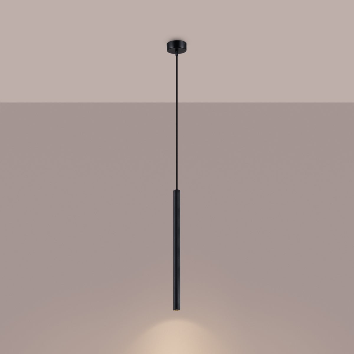 Lampa wisząca ELARA 1 czarna LED 3000K - 8x8x120cm Sollux