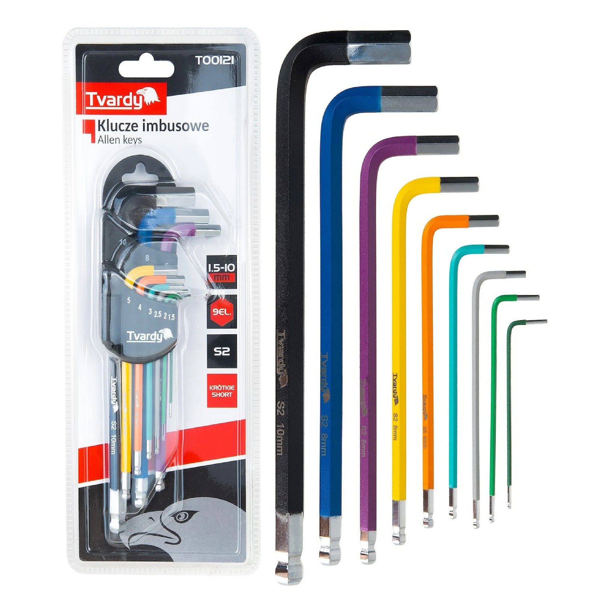 Set chei imbus colorate, 1, 5-10 mm, 9 bucati, Tvardy T00121 9buc