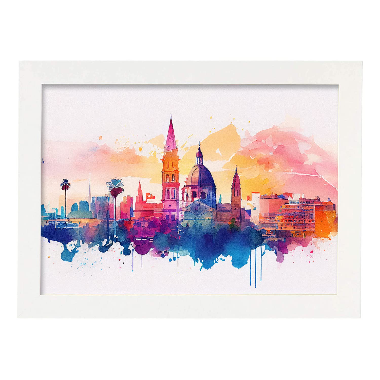 Nacnic poster de valencia en estilo acuarela originales ilustraciones a todo color de ciudades y monumentos del mundo y modelo 1 a3 con marco blancos