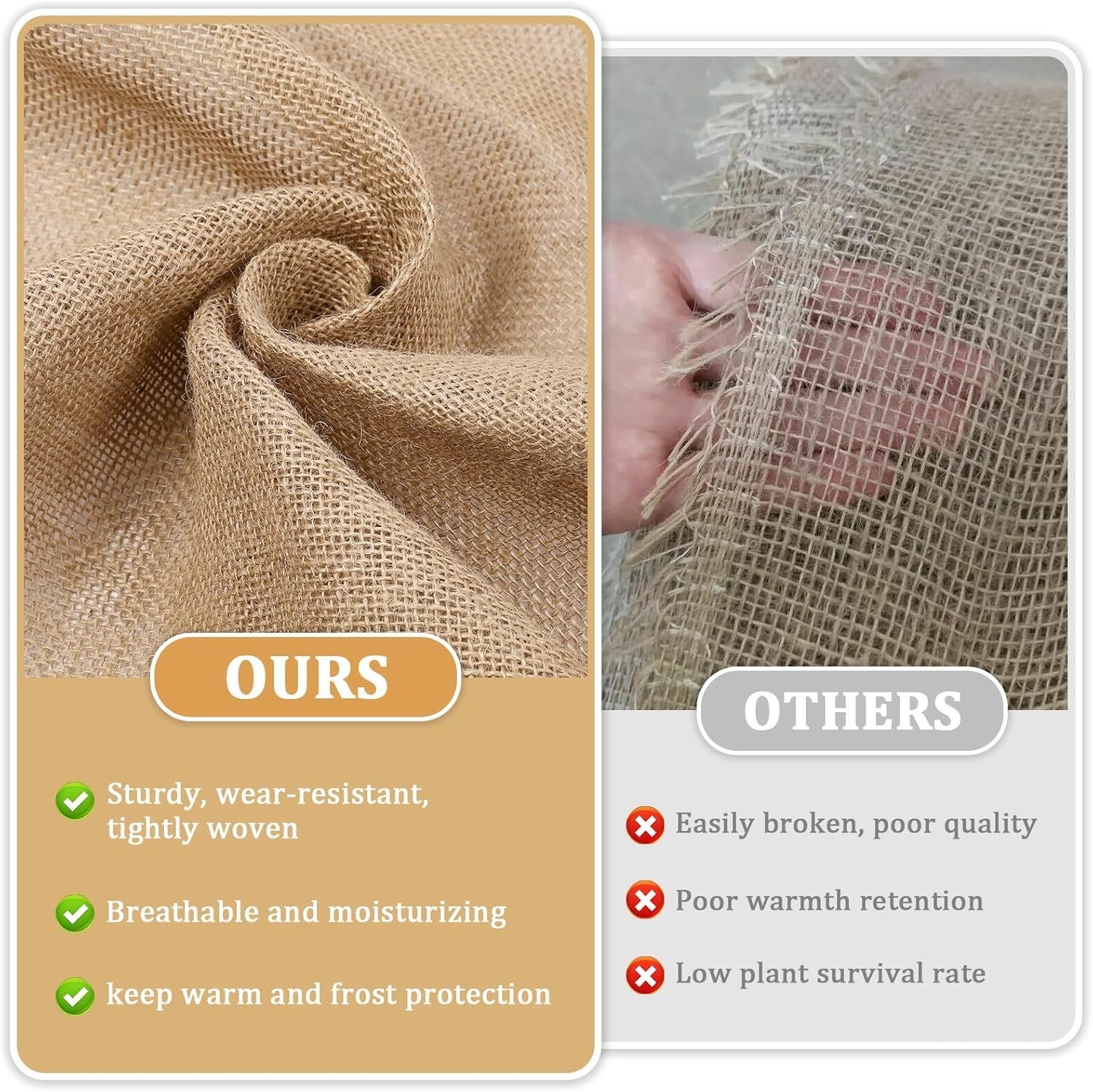 Toile de Jute 1x5m 40po x 15ft Protection Plantes Hiver Gel Neige Enveloppe Arbre Jardin Tissu Naturel Réutilisable - 7