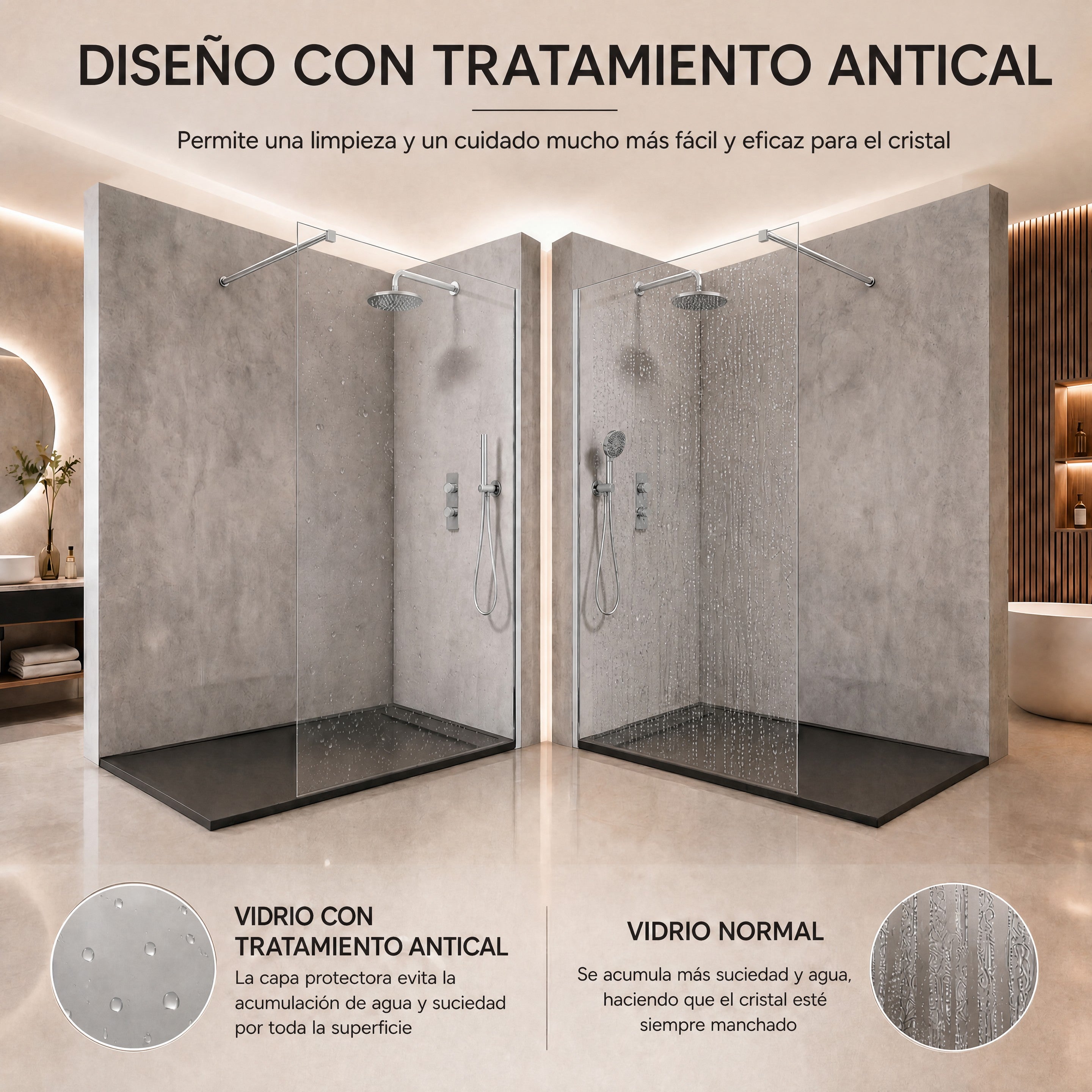 NEBADOON | Mampara de Ducha Fija transparente con Cristal templado 8mm Antical - Mampara fija con Perfilería Plata Brillo 100cm (Ancho) x 200cm (Alto) - 7
