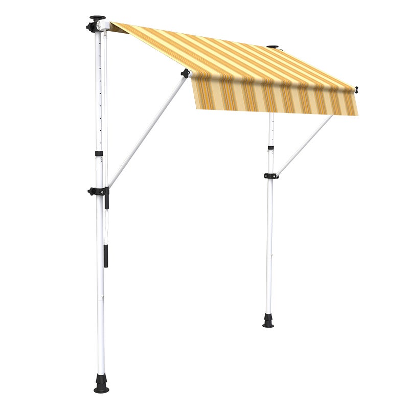 Store à projection autoportant sans perçage 200 x 150 cm - Terrasse ou balcon - Jaune rayé - 3