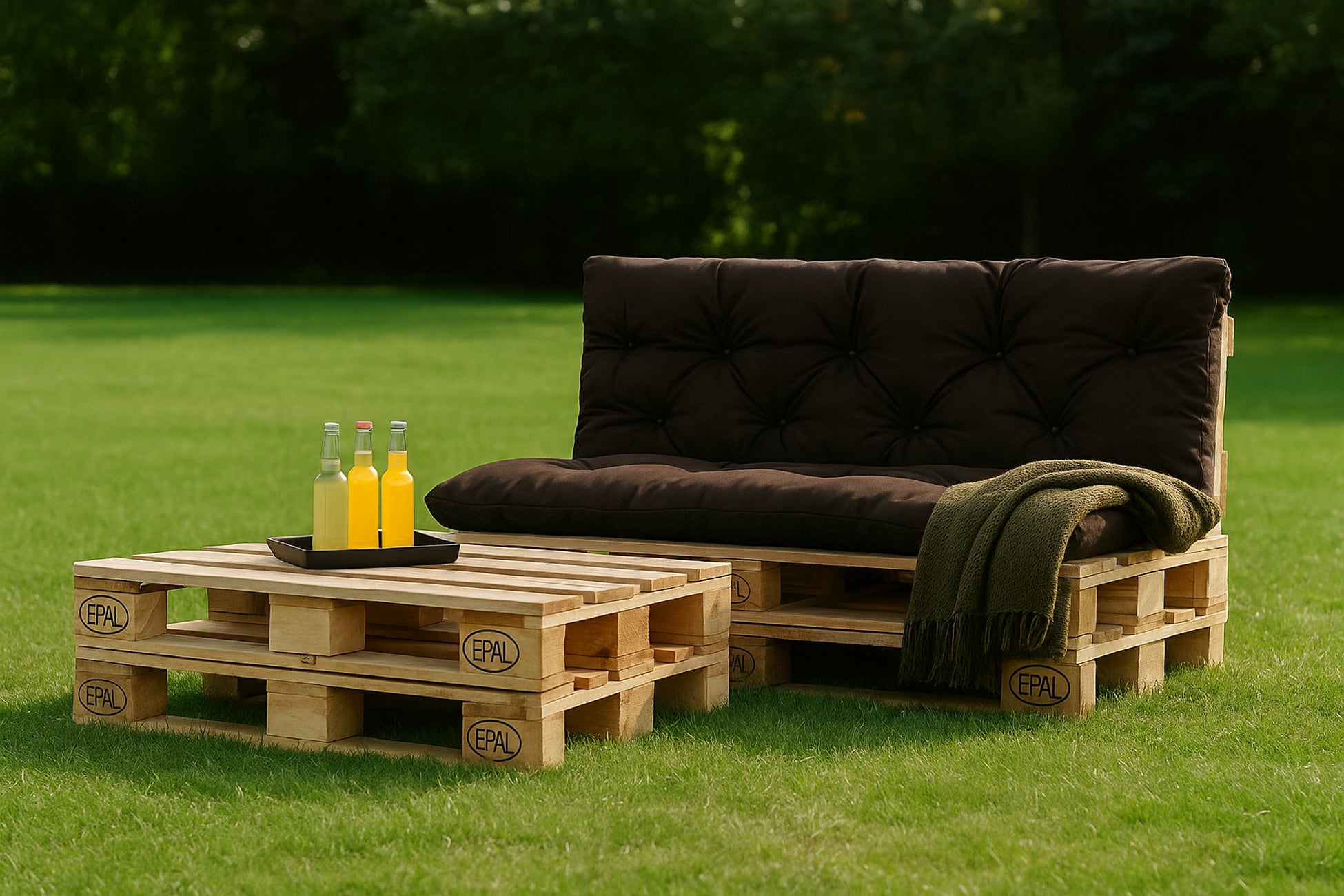 Set Coussins palettes, Assise 120 x 60 et Dossier 120 x 60cm Marron, coussins canapé / coussin pour palette in / extérieur, SETGARDEN - 4