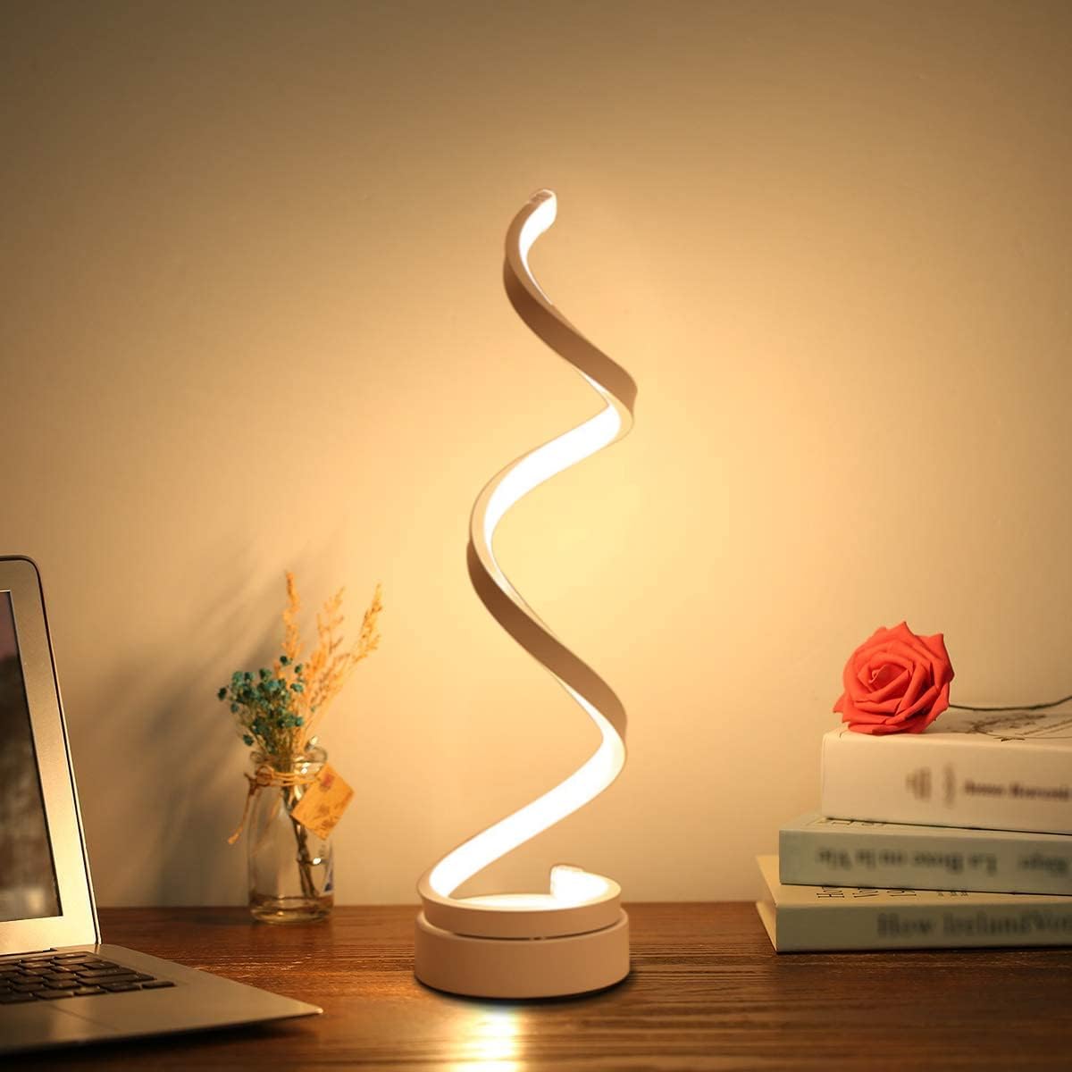 (Biała) Spiralna lampka nocna LED 12W ciepła biel chroniąca oczy, lampa stołowa LED / oświetlenie dekoracyjne do sypialni s