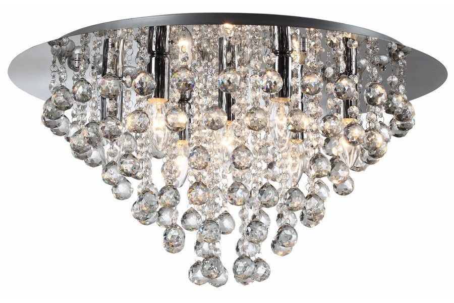 Lampa sufitowa wisząca London Crystal chromowana 7xE14x40W kryształowa wym: 30 x 60 x 60 cm metal Reality