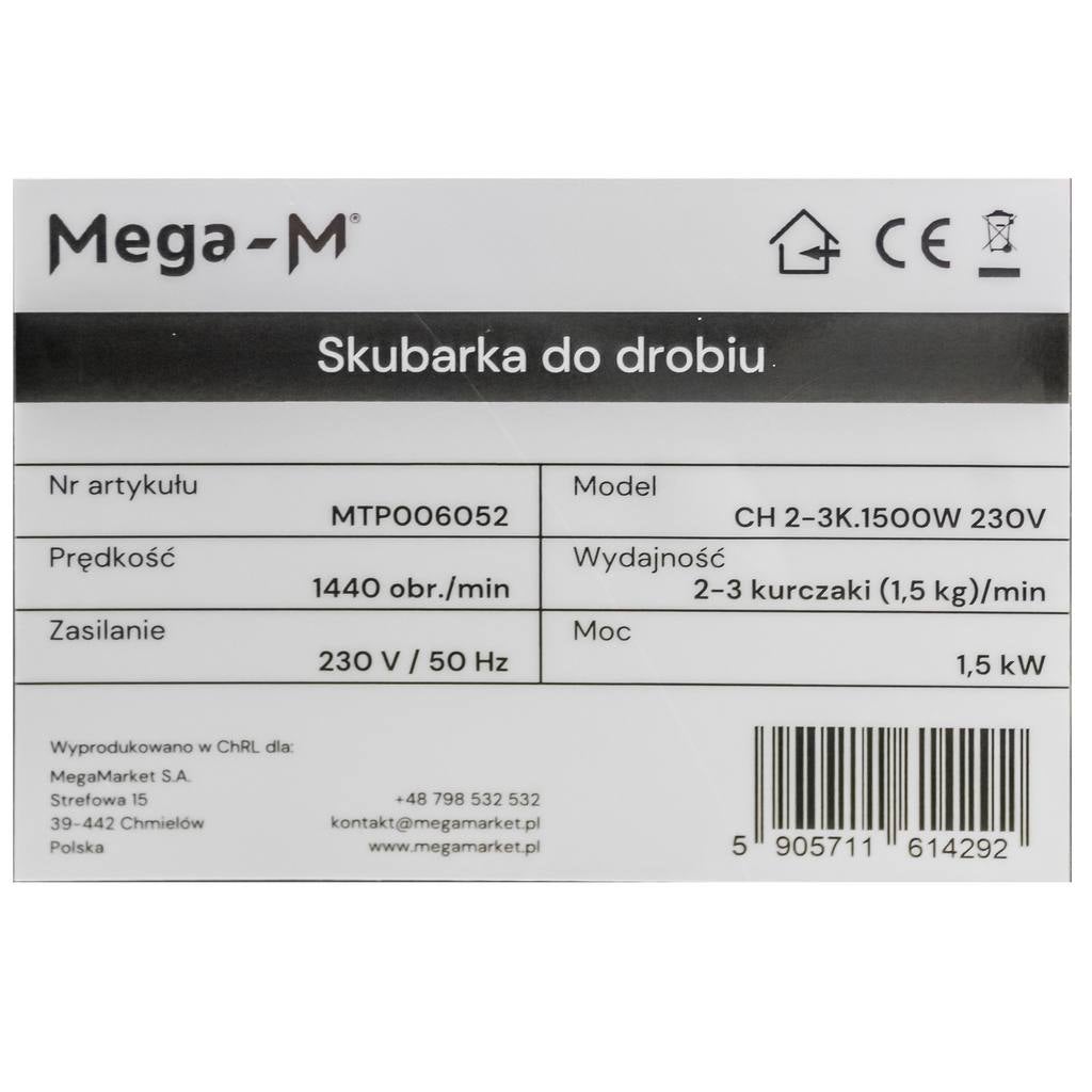 Elektryczna skubarka do drobiu, maszyna do skubania, obierania pierza Mega-M CH 50cm 1500W 230V - 9