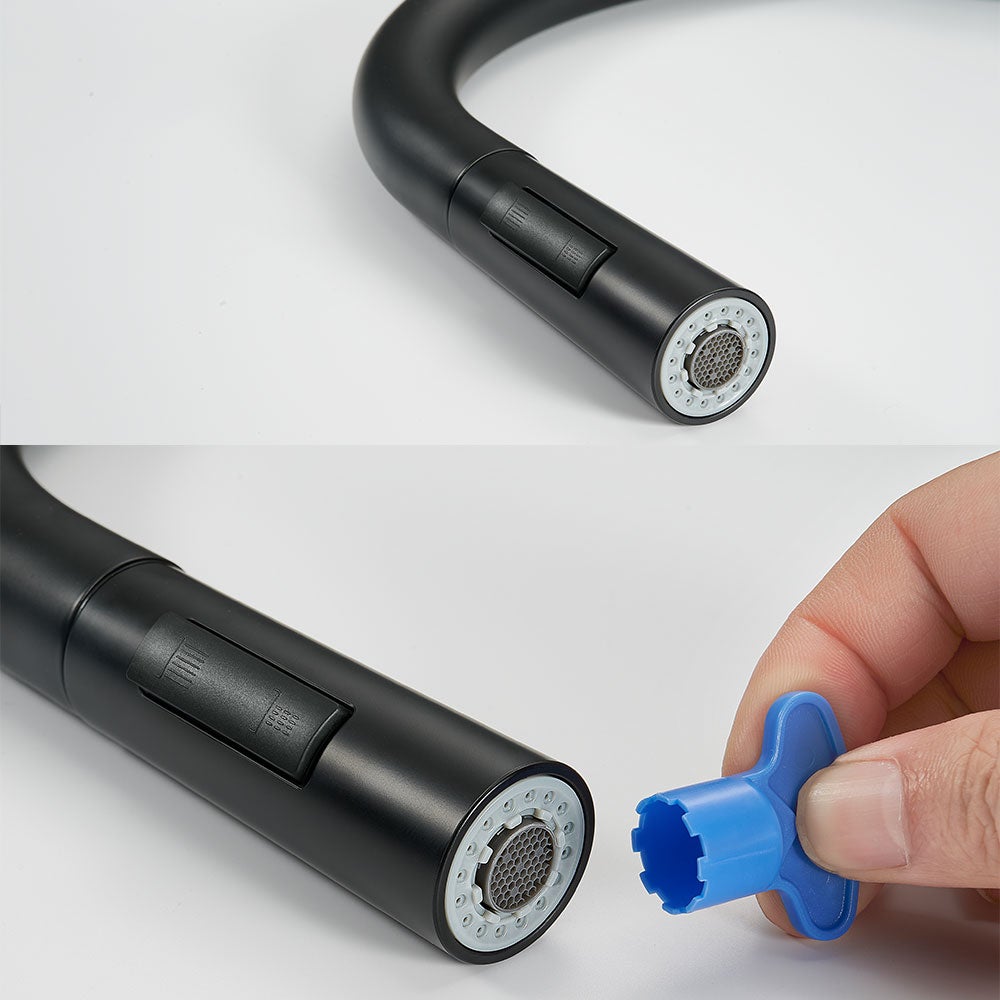 Miscelatore da cucina con doccetta estraibile - Rubinetto da cucina con 2 modalità di uscita dell'acqua - Miscelatore in inossidabile spazzolato - 7