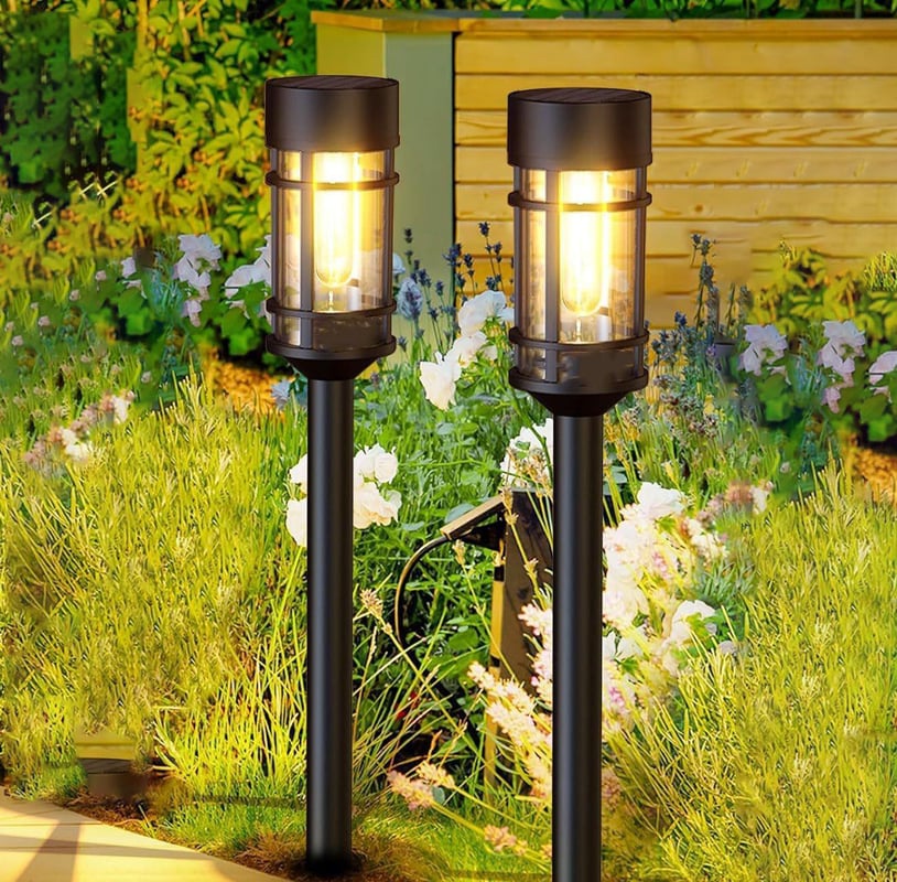 Zestaw 2 lamp solarnych LED wolframowych do użytku zewnętrznego, oświetlenie dekoracyjne, czas pracy 6-12 godzin