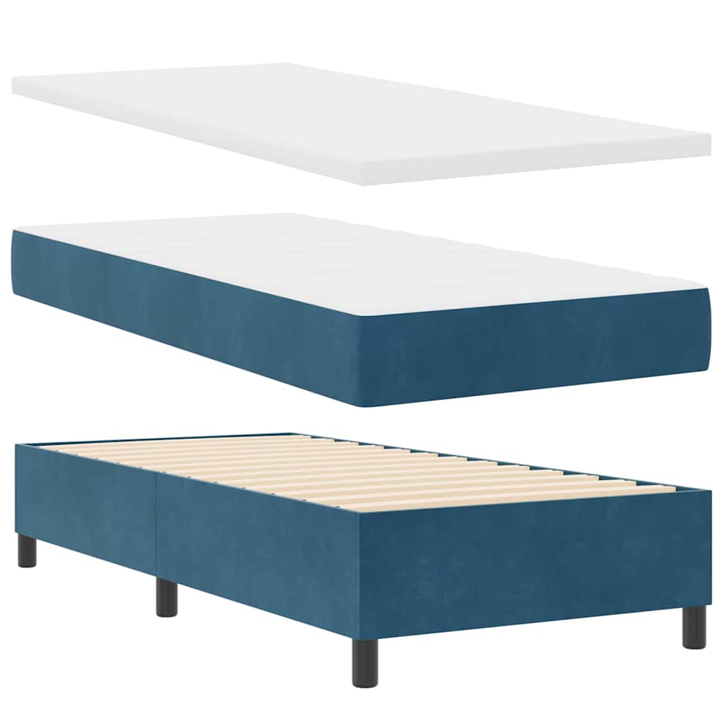 Cama tipo Box Spring Azul oscuro 200 x 80 cm Terciopelo | Leroy Merlin