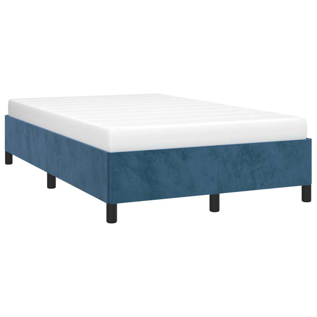 Cadre de lit sans matelas bleu foncé 120 x 200 cm en velours - 3