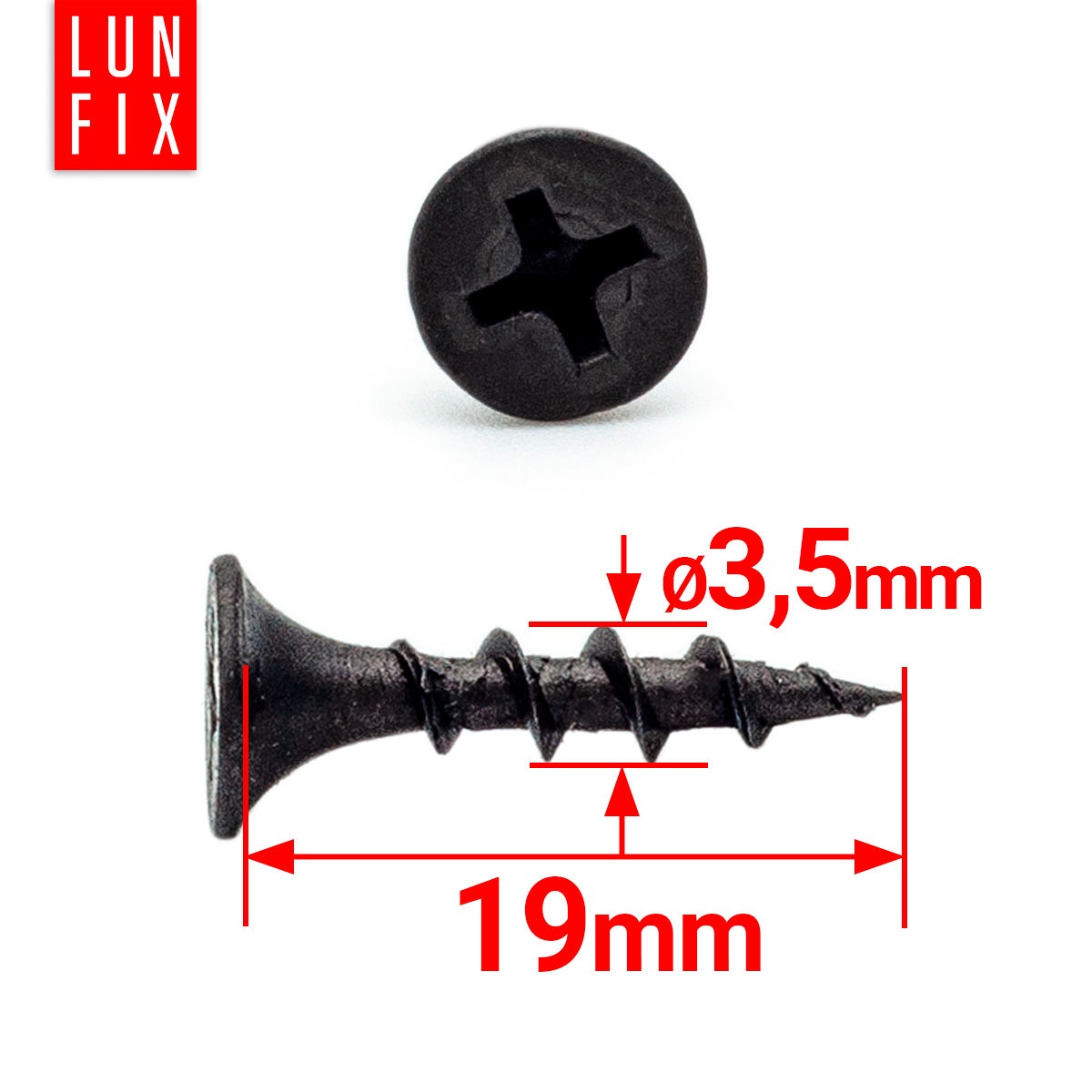 Wkręty do kartongipsu do drewna 3,5x19mm 1000szt. - 2