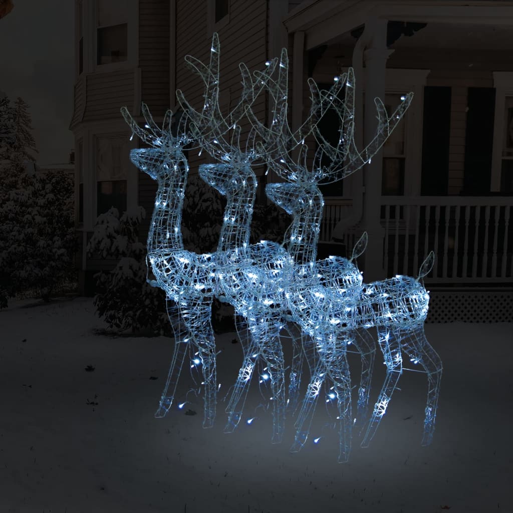 Decoração de rena de Natal em acrílico 3 peças branco frio 120 cm - COMFORTXL - 2