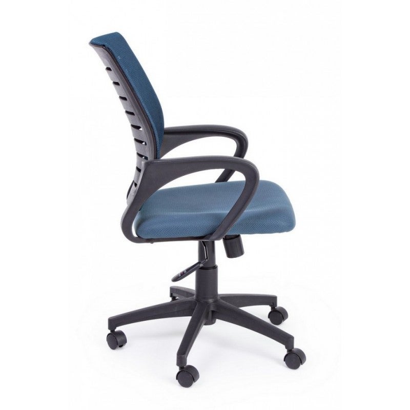 Chaise de bureau bleue avec roues et accoudoirs - 3