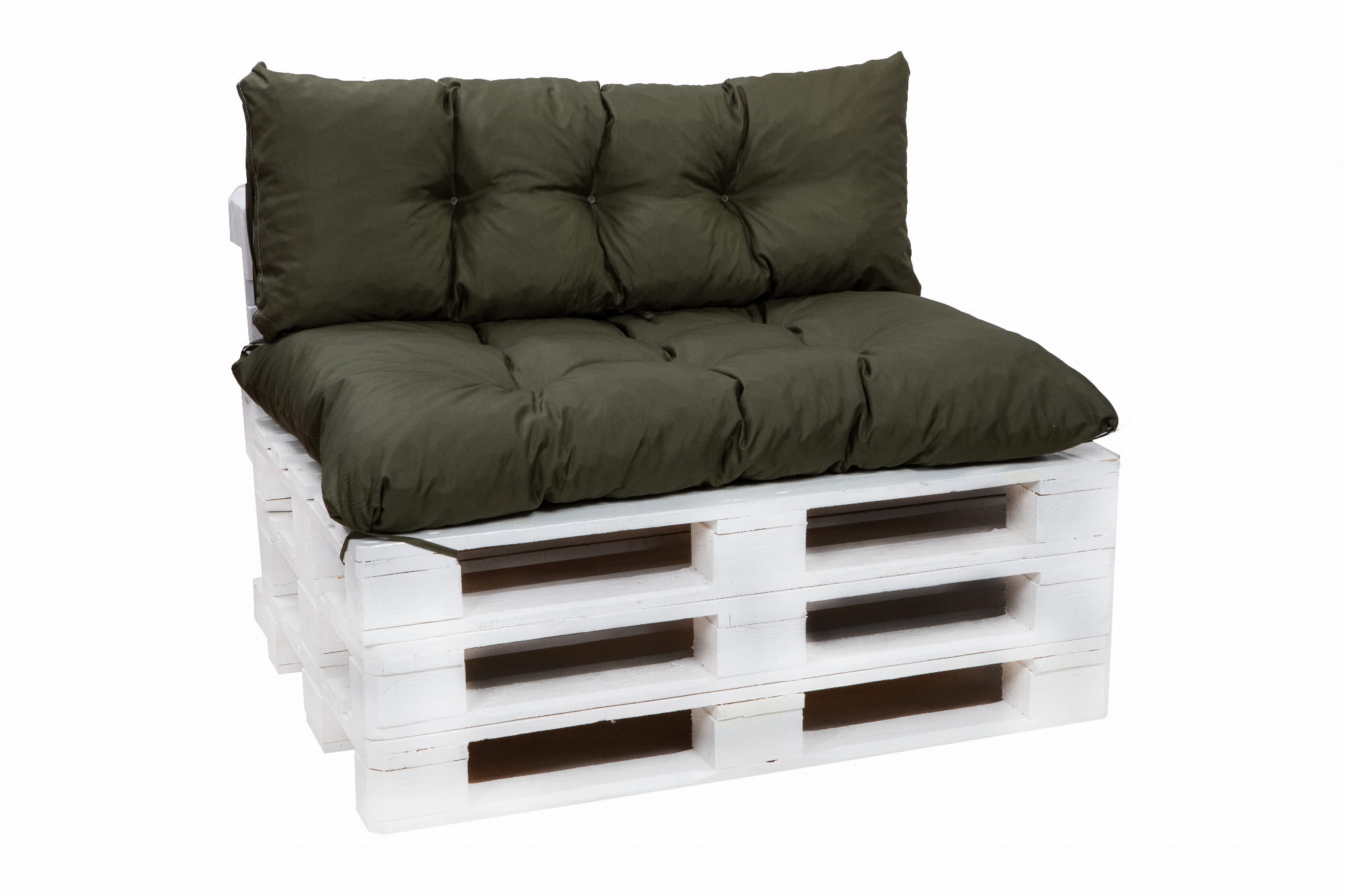 Set cojines para palets 120x80 asiento-respaldo 120x40cm/ colchón para palets con respaldo verde, cojines de jardín, cojín para palets de exterior