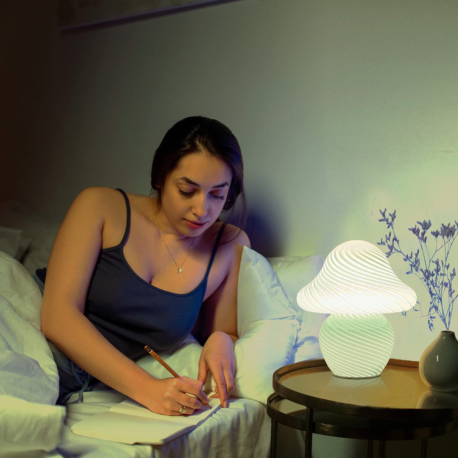 Lampada a fungo estetica per camere da letto, in vetro