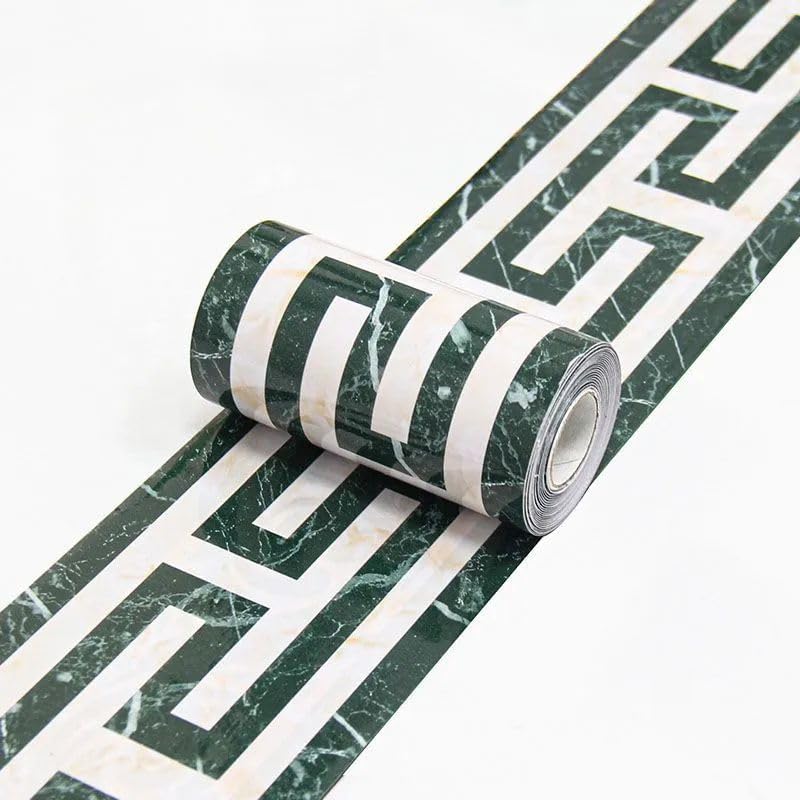 Cenefa de papel pintado verde - 45 cm, extraíble, autoadhesiva, impermeable, de PVC, 10 cm x 1000 cm