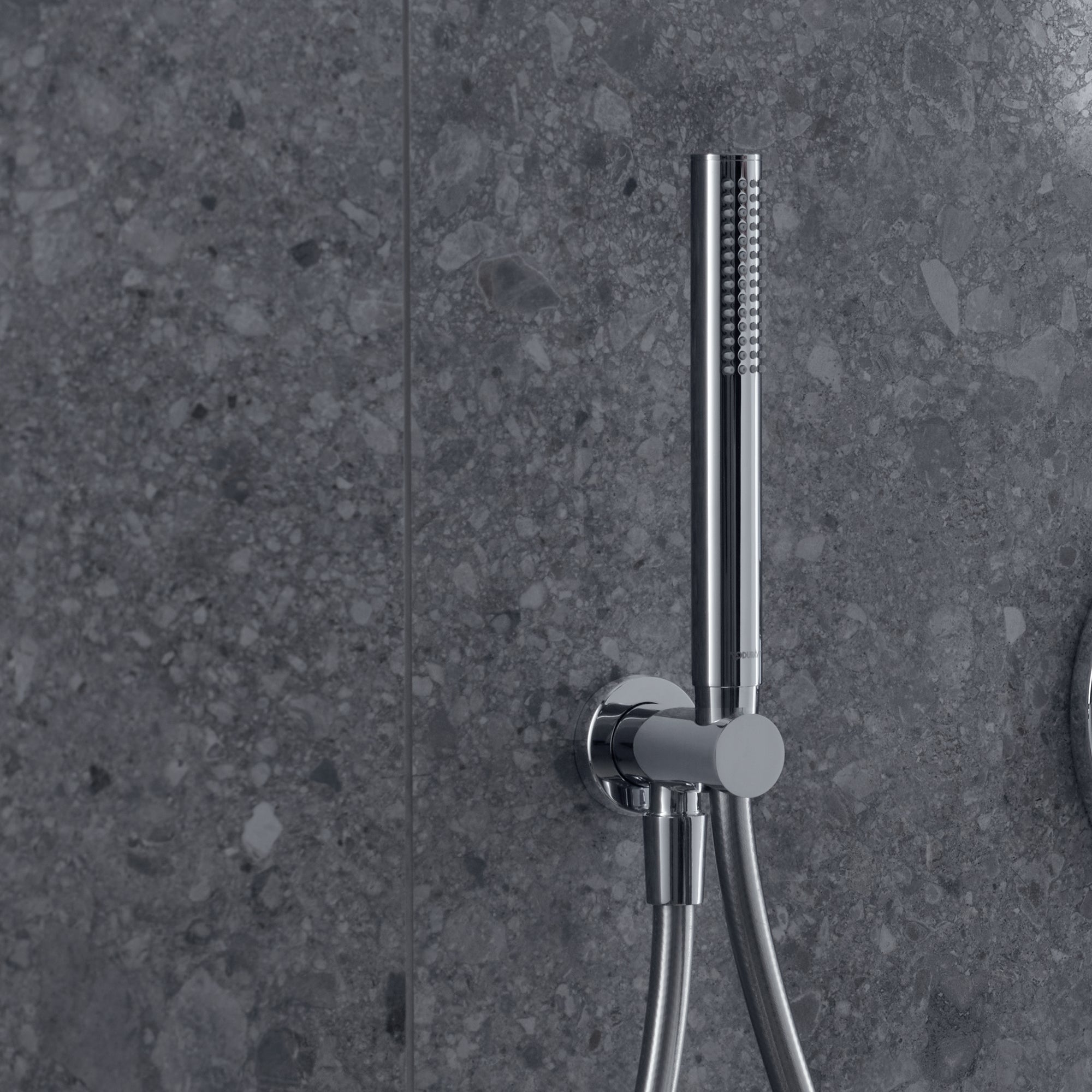 Duravit uniwersalna słuchawka prysznicowa prysznic drążkowy chrom funkcja MinusFlow