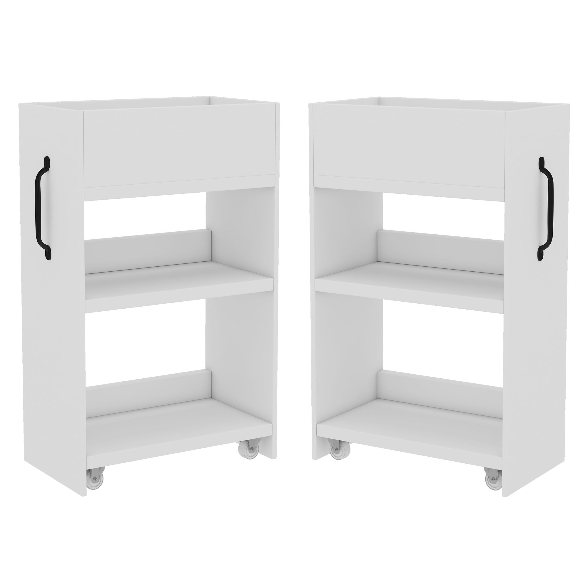 Commode avec 2 portes extractibles - 52 x 50 x 75 - Panneau de particules - Blanc - 9