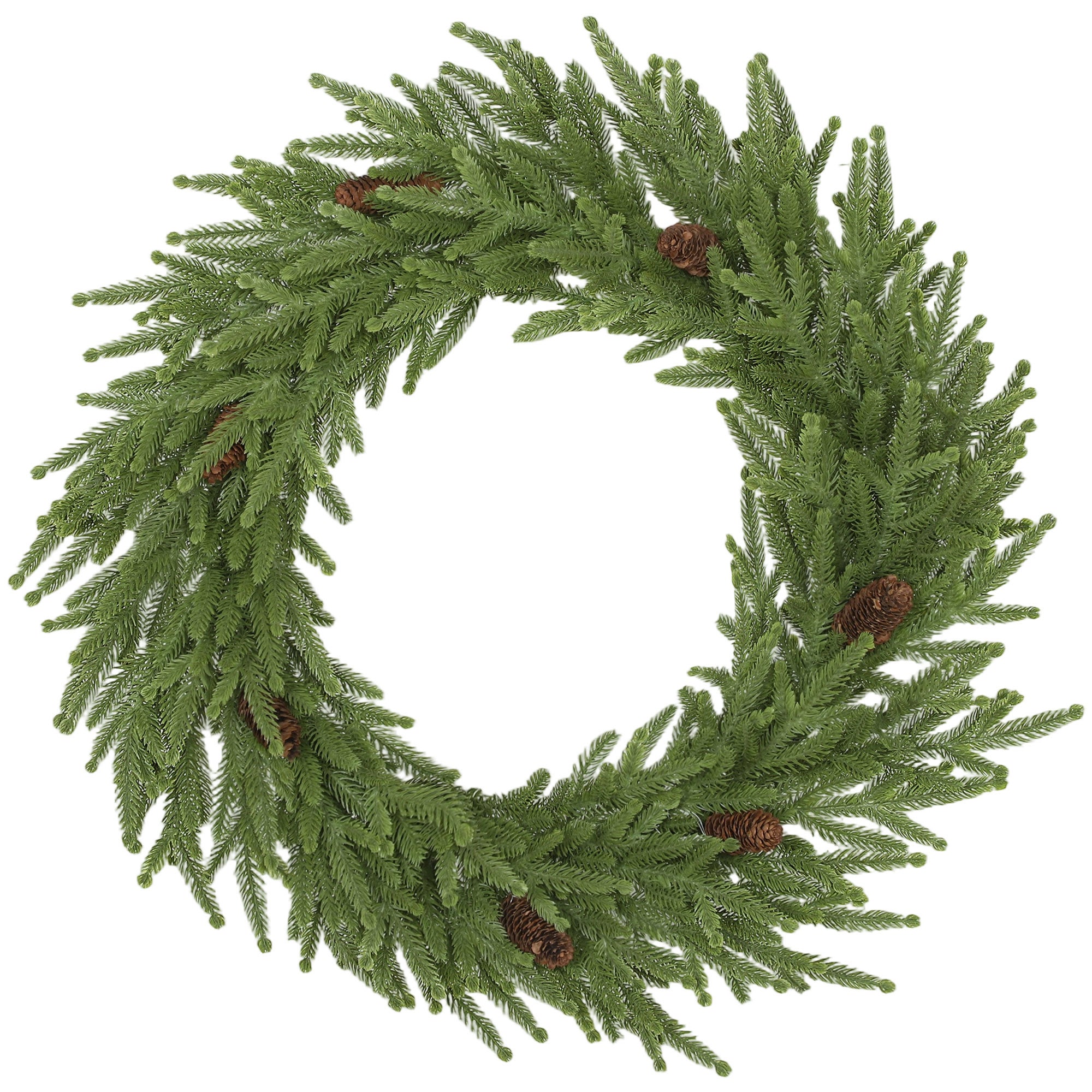 Couronne de Noël artificielle avec pommes de pin, verte, Ø60 x 15 cm ...