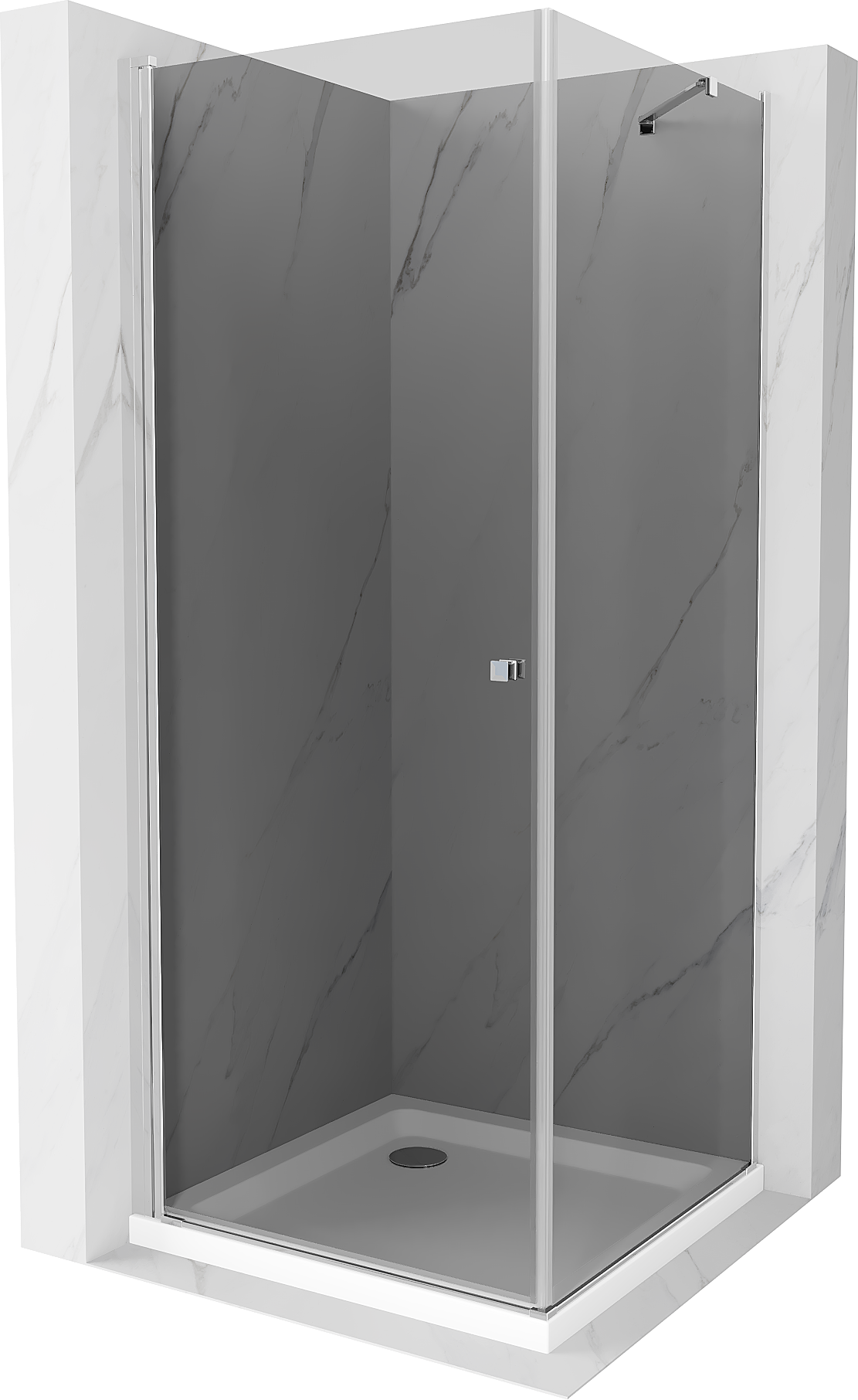 Mexen Pretoria kabina prysznicowa uchylna 90 x 90 cm, grafit , chrom + brodzik Flat - 852-090-090-01-40-4010