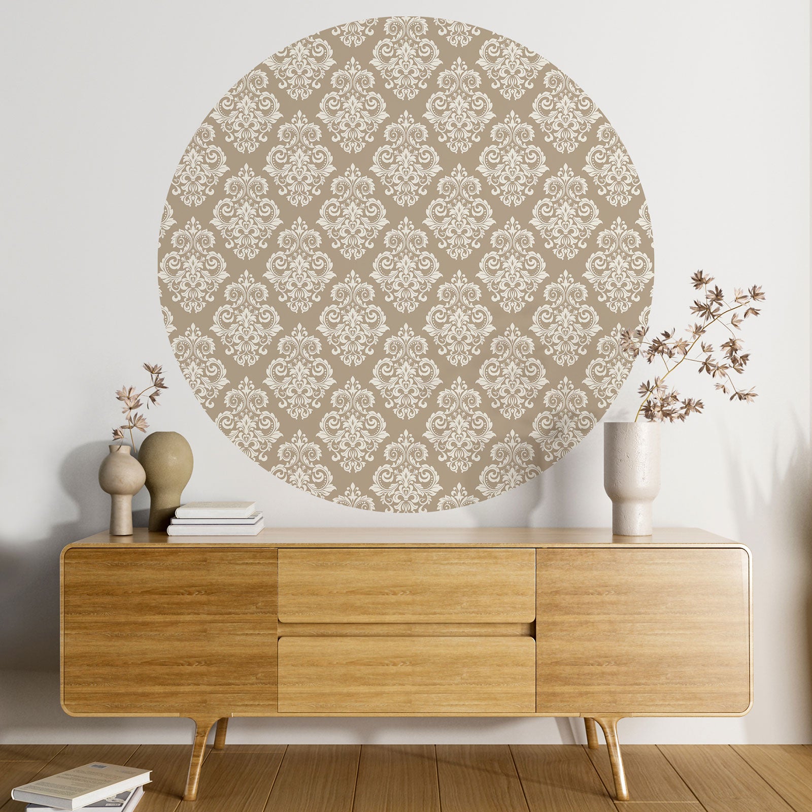 Stickers rond / cercle - Motif damassé - 3617689896342 - Adhésif + Protection MATE - Diamètre 130 cm - 2