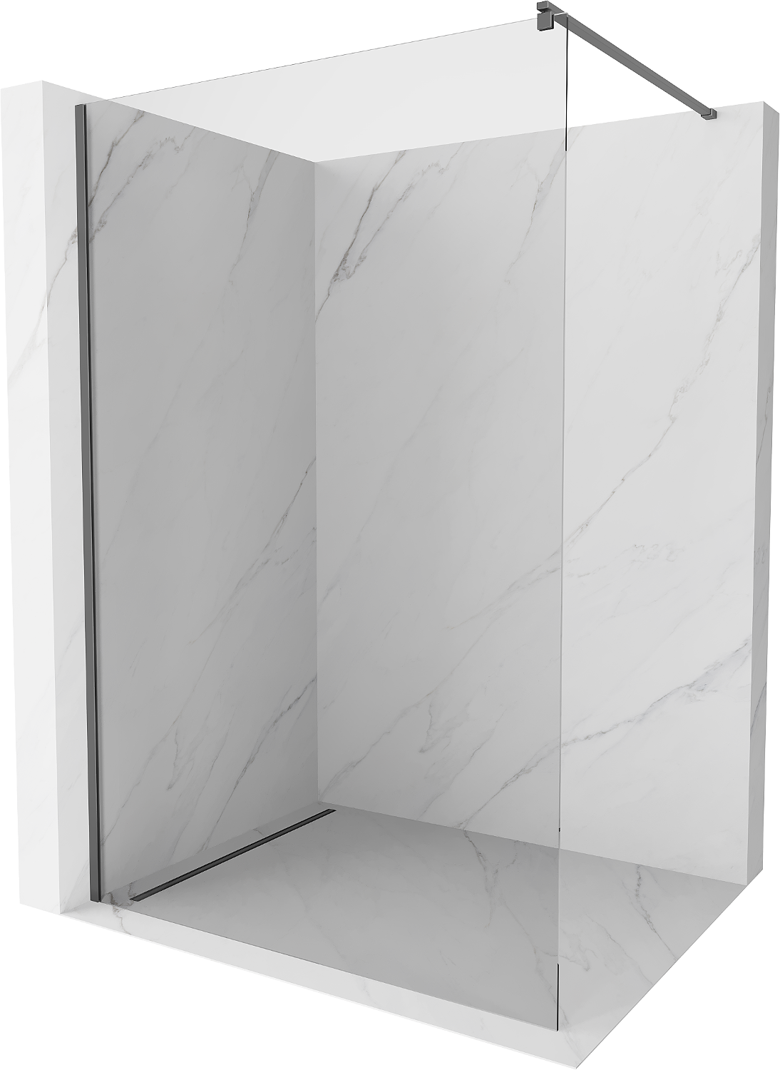 Mexen Kioto ścianka prysznicowa Walk-in 75 x 200 cm, transparent 8 mm, gun metal - 800-075-101-95-00