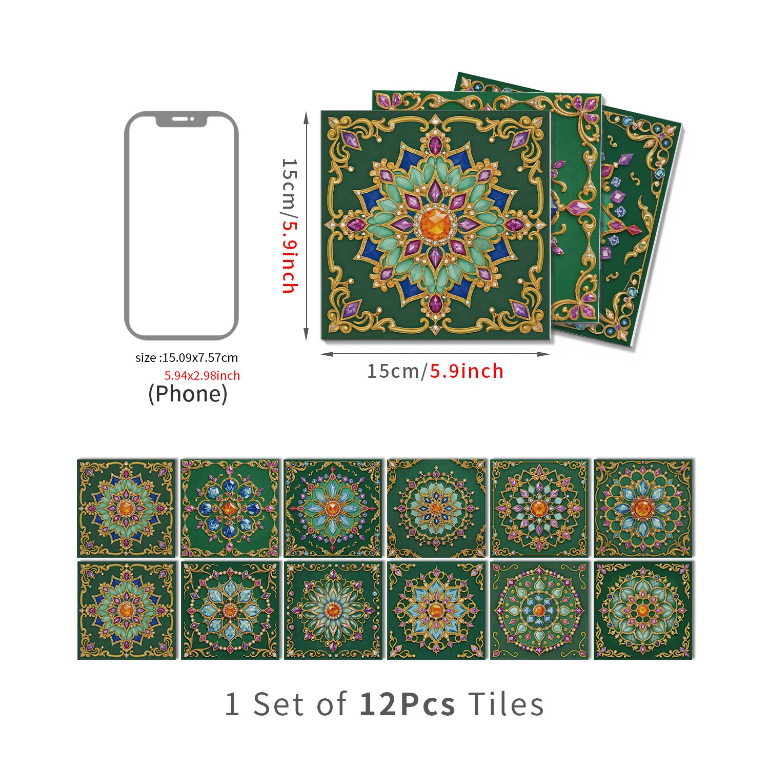 Lot de 12 panneaux muraux 3D autocollants, Crédence adhésive, Autocollants décoratifs, Imperméables et résistants à la chaleur, 15 cm x 15 cm - 4