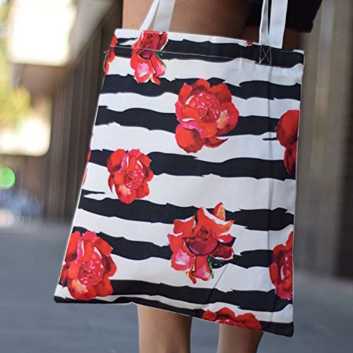 Sac Shopping Réutilisable Rose Flamant Rose, Motif Tropical, Taille Moyenne