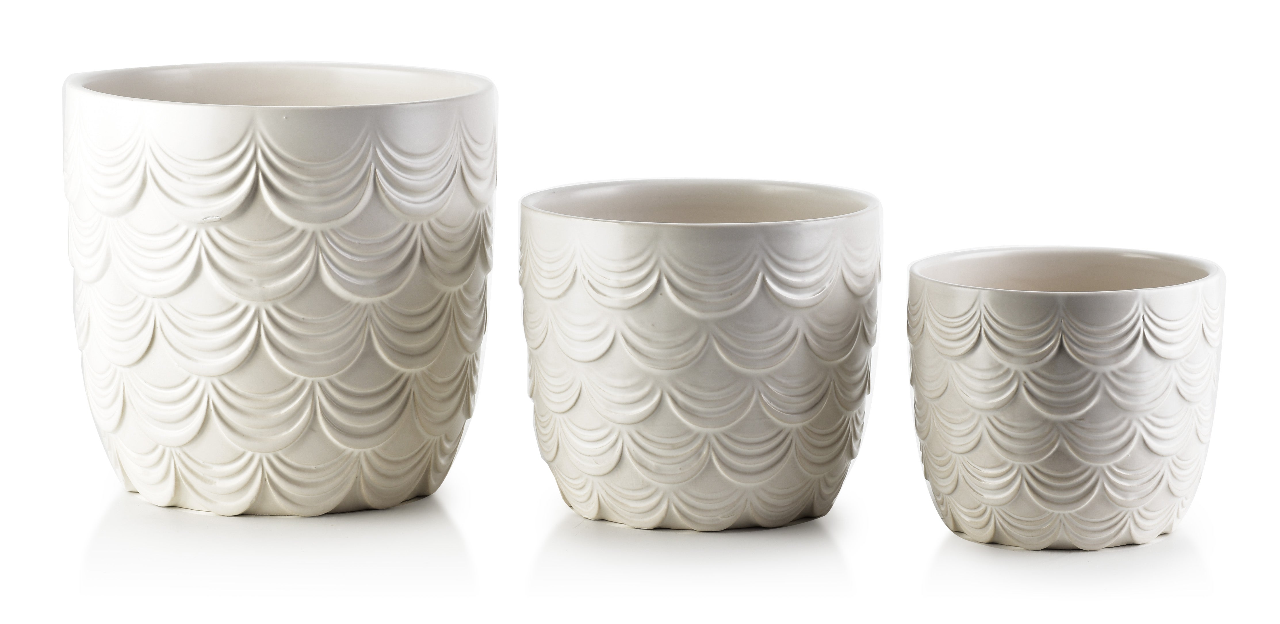 Doniczki ceramiczne MONDEX NEVA XL/L/M 20/16/13 cm biały 3 szt.